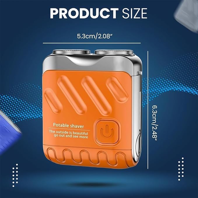 Portable Rotary Dual Ring Electric Shaver 9000RPM Mini Dual-Head Electric Shaver Washable Double Head Razor IPX7 Waterproof 60 Days Battery Life Powerhouse for Men Close Shave (Blue*2)
