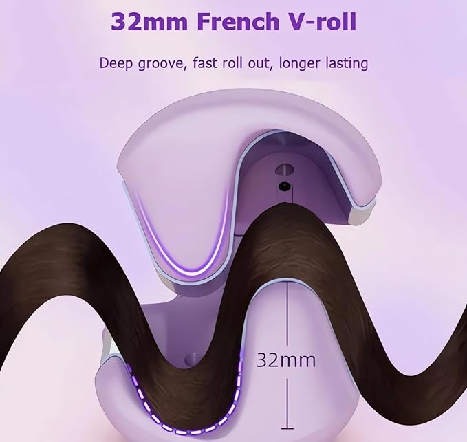 French Wave Curling Iron - 2024 New Wave Curling Iron for Long Short Hair with 4 Temp S Shape Hair Curler for Women Portable Electric Curling Heated Styling Comb Anti-Scald 15s Fast Heating