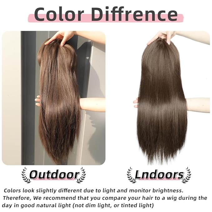 Toppers Hair Pieces for Women 24 Inch Long Straight Top Hair Pieces Hair Extensions Clip Ins Layered Wig Toppers for Thinning Hairs Synthetic Hairline Topper Clip on Hair Toppers Brown