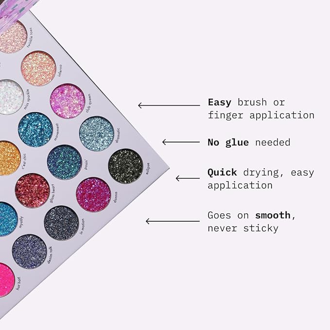 KARA BEAUTY ELECTRIC DISCO Glitter Eyeshadow Palette ? 30 Color Pressed Glitter Makeup Palette for Face Body &amp Eyes No Glue Needed Chunky &amp Fine Glitter for Rave Festival Makeup Mermaid Vibe