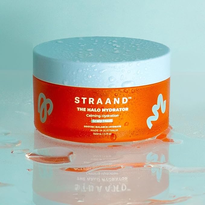 Straand Halo Hydrator - Deep Conditioning Hair Mask for Dry Hair Repair &amp Dry Scalp Detox - Cooling Gel Mask with Hyaluronic Acid Aloe Vera and Niacinamide to Help Soothe &amp Hydrate (5 fl oz)