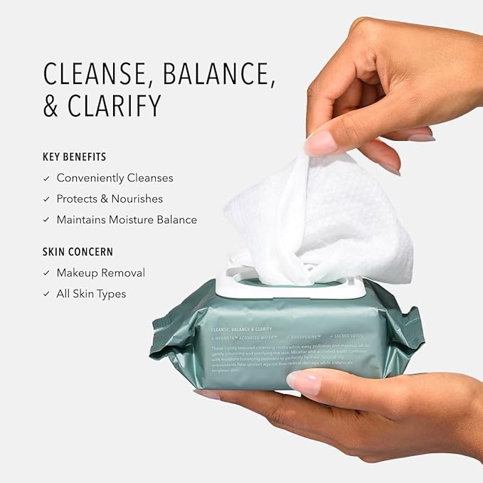 HydroPeptide Hydrodraft Cleanser Micellar Facial Cloths Cleanses Makeup Dirt and Excess Oil and Hydrates 5 Pack (150 total clothes)