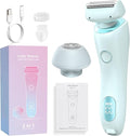 Glide Pro 3.0 Razor for Women Livora Electric Shaver for Women Silk Glide Pro Shaver 2 in 1 Wet &amp Dry Waterproof Electric Shaver with Removable Head for Leg Arm Underarm Bikini Area (Blue)