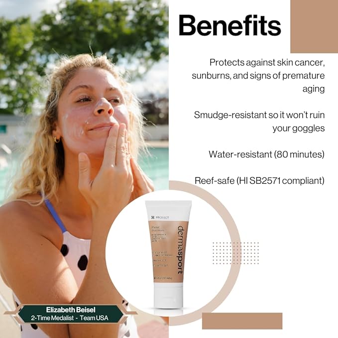 Dermasport Skin Care Set for Athletes: SPF 50 Sport Face Sunscreen &amp Gentle Facial Cleanser - Essential Duo for Pre and Post-Swim Protection &amp Nourishment Designed for Smooth Youthful Skin