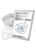 SNP Real active Glutathione Ampoule Sheet Mask | Vegan Face Mask with Glutathione &amp Niacinamide | Revitalizing and Balancing for All Skin Types | Korean Face Masks Skincare | 10 Sheets