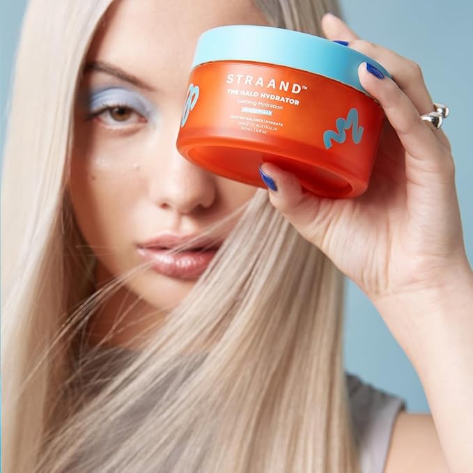 Straand Halo Hydrator - Deep Conditioning Hair Mask for Dry Hair Repair &amp Dry Scalp Detox - Cooling Gel Mask with Hyaluronic Acid Aloe Vera and Niacinamide to Help Soothe &amp Hydrate (5 fl oz)
