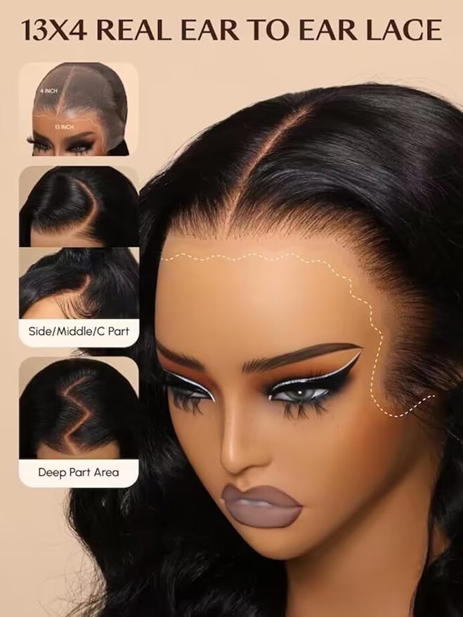 UNICE Pre Everything Glueless Drawstring Wig Body Wave 13X4 HD Pre Cut Lace Front Wigs Human Hair Pre Bleached Invisible Bye Bye Knots Wig Pre Plucked 150% Density 26inch