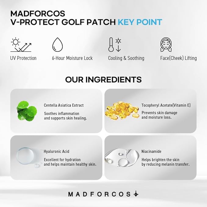 V-Protect Golf Patch ? UV Protection Hydration &amp Lifting Face Mask for Outdoor Sports | Korean Skincare Patch for Golf Hiking Tennis (Pink G128649)