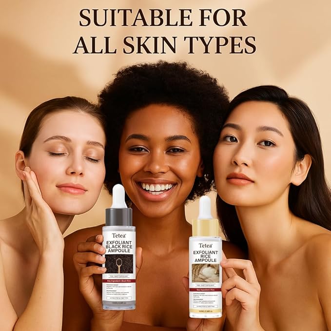 Peel Shot Glow Rice Ampoule Duo ? 2 PCS White &amp Black Rice Facial Serum | Lightweight Hydrating Formula for All Skin | 3.38 Fl Oz Each