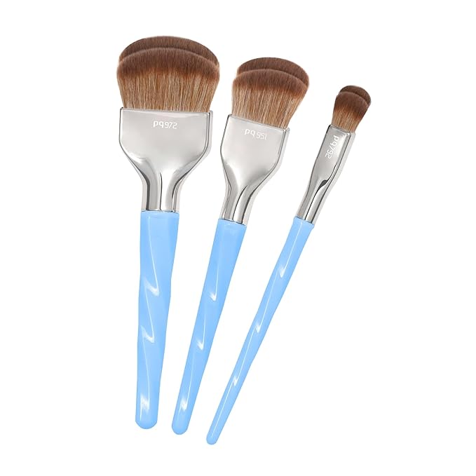 Bdellium Tools Professional Makeup Brush - Blue Double Dome Blender 3pc Brush Set