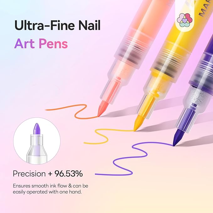 SAVILAND Essentials Nail Art Pens Set: 48 Colors Quick-Drying 3D Nail Polish Pens Acrylic Paint Markers for Nail Art Painting Drawing Liner Brush Dotting Tools Kit for Home DIY &amp Salon Manicure