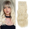 Hair Extensions Long Wavy Clip In Hair Extensions Bleach Blonde Synthetic Hair Extensions Clip Ins 4PCS Thick and Blend Well Fiber Hairpieces for Women 20 Inch