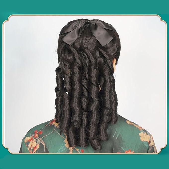 Hair Accessories Princess Curly Wig Ladies Fashion Cheongsam Wig Retro Styling Ponytail Hair Extension Curly Comb Curly Hair Bun Hair Pieces For Women(B)