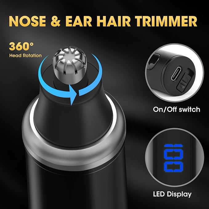 4 in 1 Hair Clippers for Men Professional T-Blade Trimmer Electric Foil Shaver Nose Hair Trimmer Cordless LCD Display Grooming Kit(Black)