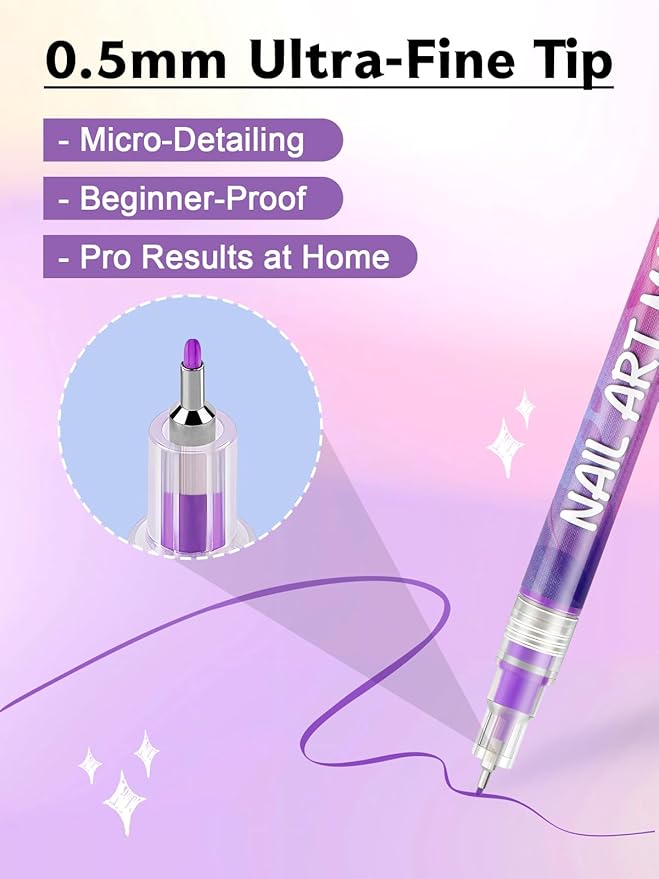 Kalolary 12 Color Nail Art Pens Set Nail Art Markers Polish Pens Nail Point Graffiti Dotting Pen Drawing Painting Liner Brush for DIY Nail Art Beauty Adorn Manicure Tools