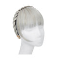 Bangs Hair Synthetic Headband Bangs Extension Fake Hair Blunt Fringe with Long Sides for Women Natural False Black Brown Blonde Bang Bangs Hair Clip(Silver Grey)