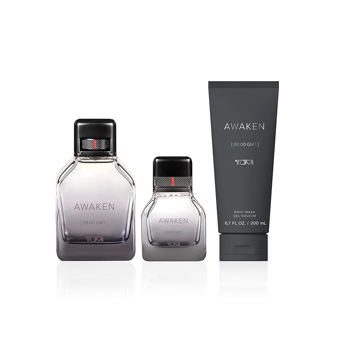 TUMI AWAKEN [08:00 GMT] Gift Set - Refreshing Cologne &amp Body Wash for Men - 3.4 oz &amp 1.0 oz Eau de Parfum 6.7 oz Body Wash
