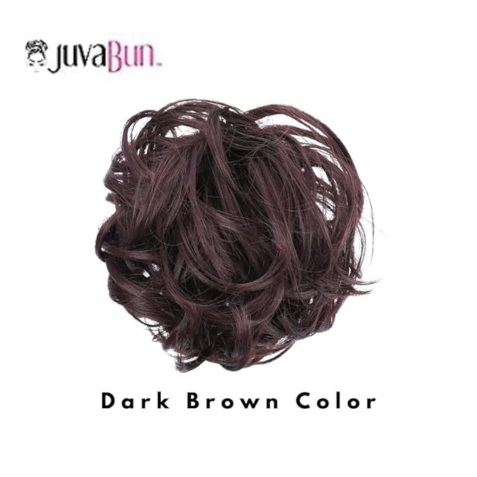 Juvabun Hair Extensions Dark Brown ? Soft Curly Hair Extensions Clip-In for Natural Volume &amp Quick Updo Styling Hair Bun Maker
