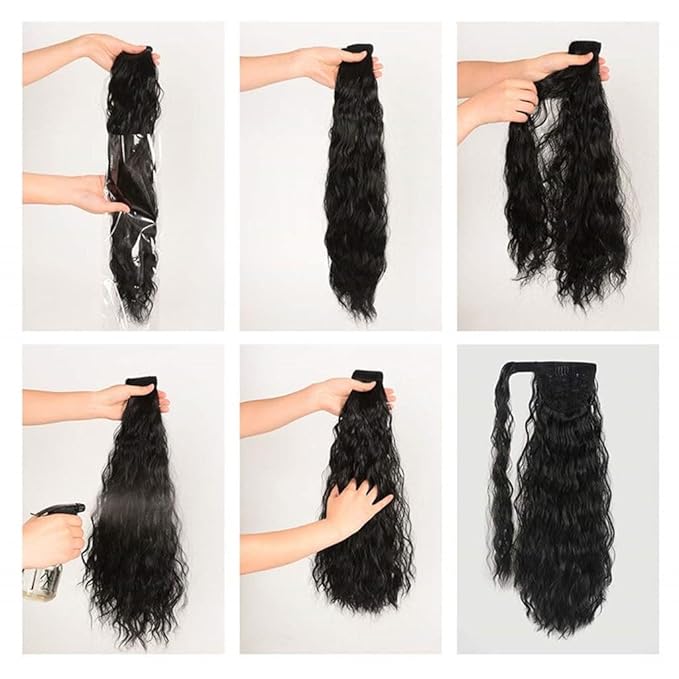Hair Chignon Set Of 1 Synthetic Messy Bun Curly Wavy Wig Wraparound Ponytail Extensions Bun Hair Accessories for Women Hair Pieces For Women(Q19-33)