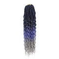 Goddess Locs Crochet Hair 24 Inch 8 Packs Soft Crochet Braids With Curly Ends Deep Faux Locs Crochet Hair for Black Women Pre Looped Synthetic Braiding Hair(24 Inch 1B/Blue/Grey)