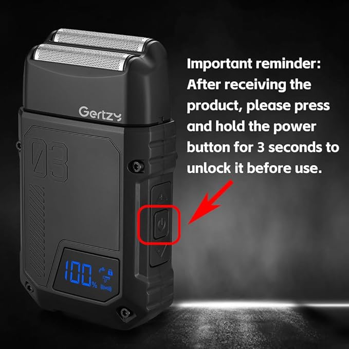 Gertzy Electric Shaver for Men Face Men's Razor Cordless Beard Foil Shavers Wet Dry Waterproof 3-Speed Adjustable ShavingRechargeable Type-C Charging LED Display (Black)