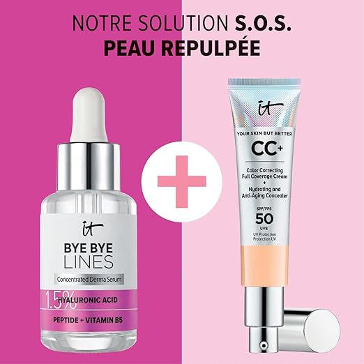 IT Cosmetics Bye Bye Lines Hyaluronic Acid Serum for Face - Hydrating Anti-Aging Facial Serum With Peptide &amp Vitamin B5 Visibly Plumps Skin Smooths Look of Fine Lines For All Skin Types - 1 fl
