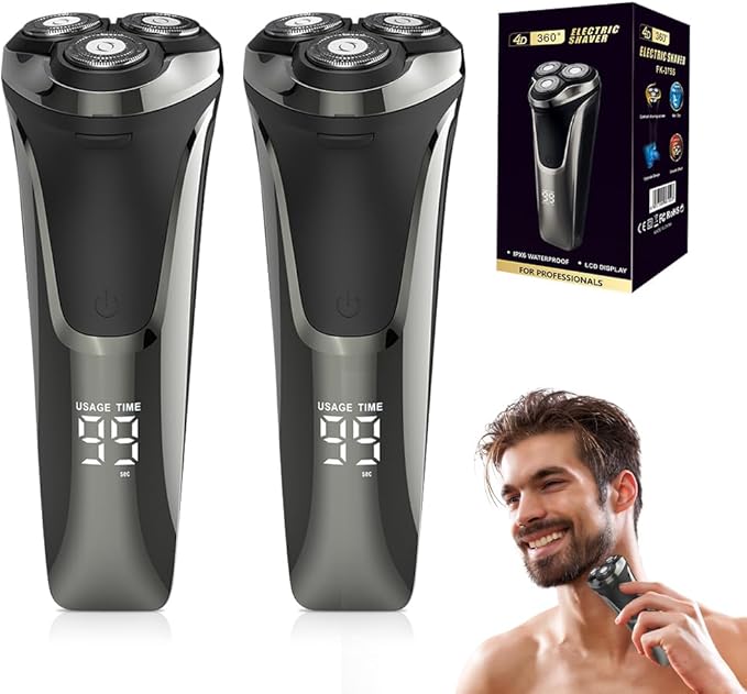 Snapbuy Electric Razor for Men 2025 New Electric Razor 4D Rotary Ipx7 Waterproof Electrics Razors Wet &amp Dry Rechargeable Electrics Shaver LCD Display (2)