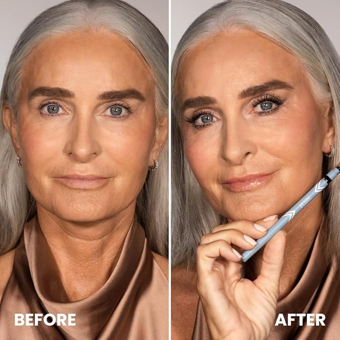 PRIME PROMETICS PrimeEyes Glide Eyeliner for Mature Women ? Waterproof Long-Stay and Mess-Proof ? Gel Creme Texture Discreet Sharpener and Effective Smudger (Mocha Shimmer)