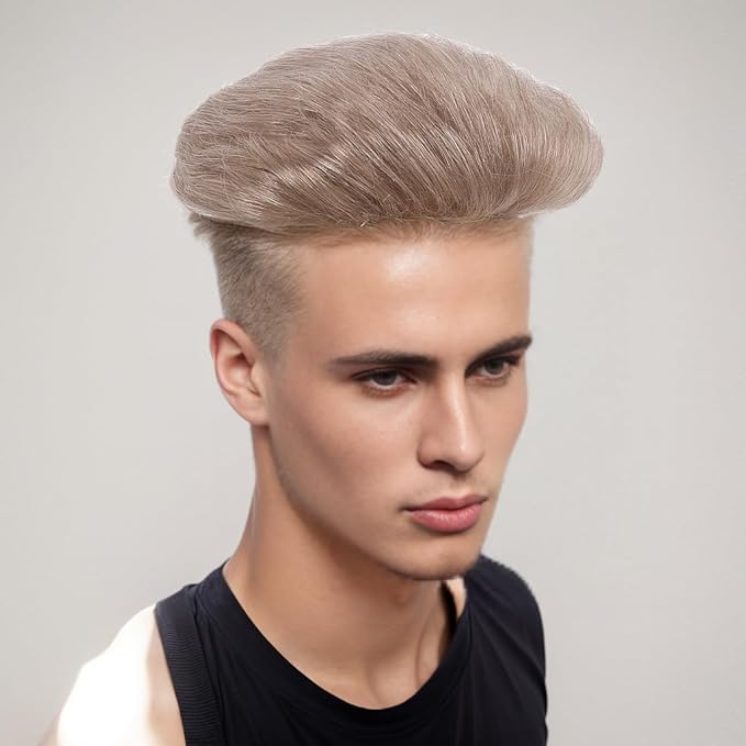 H&ampBwig Men Short Toppers Hairpiece Clip in Hair Extensions for Covering White Loss Hair Toupee (Blonde6060#8-26-613)