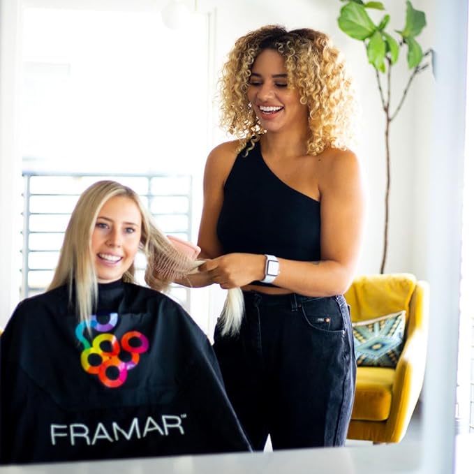 FRAMAR Color Cover Salon Cape ? Hair Cape with Snap Closure and Rubberized Chest For Hair Dye Hair Color Cosmetology Supplies and Hair Coloring