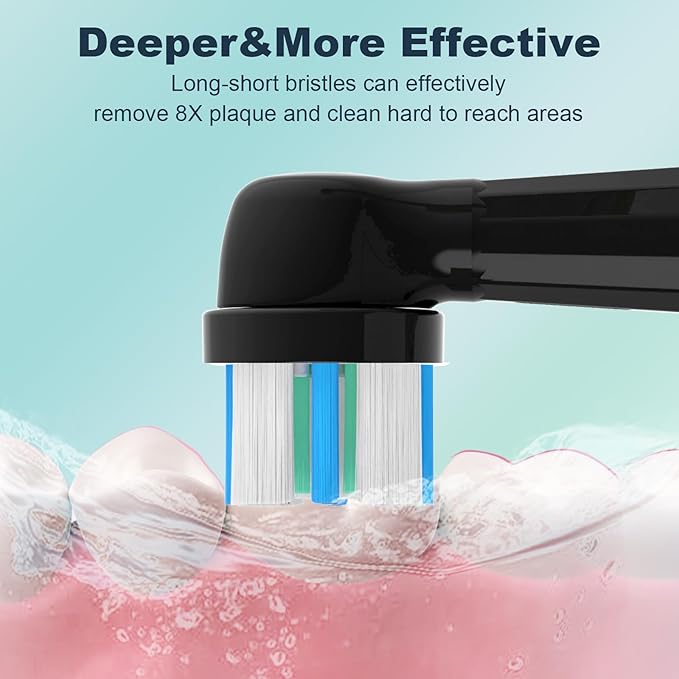 iO Replacement Heads Compatible with Oral B iOiO Series Electric Toothbrush Heads Compatible with Oral B iO 2/3/4/5/6/7/8/9/10Medium Bristles for Effective Plaque Removal(Black&ampWhite)