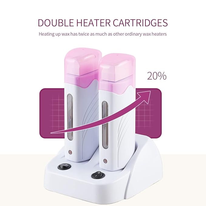 110V Roll On Wax Warmer for Hair Removal Double Wax Roller Heater Home Waxing Kit for Women and Men