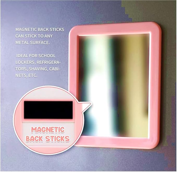 10 Pack Pink Magnetic Locker Mirror5 x 7 Iocker Mirror Magnetic - Small Mirrors for School Locker Bathroom Workshop Toolbox Office CabinetEasy Install