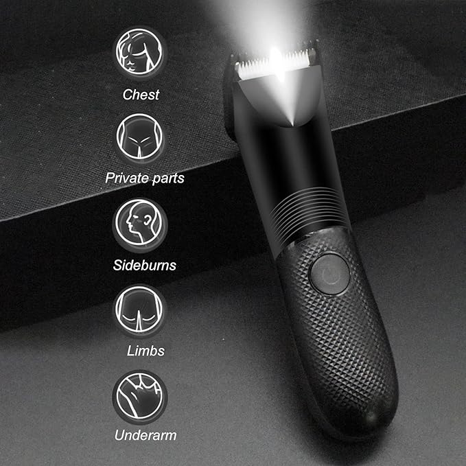 Jectse Men Body Hair Clipper Incisive Blade USB Rechargeable Electric Hair Shaver for Groin Armpit Chest