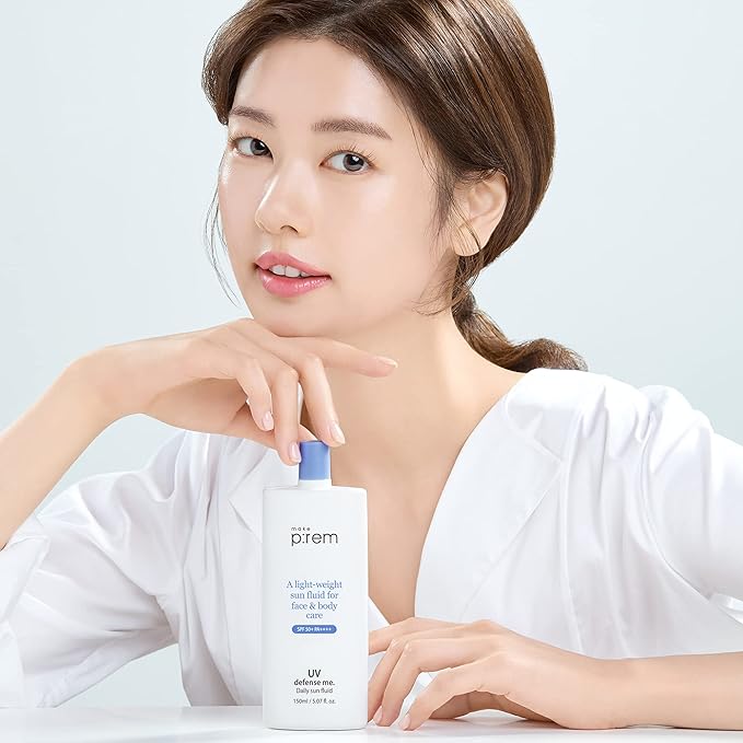 MAKEPREM Defense Me Daily Vegan Sun Fluid Non-greasy Calming Hydrating SPF 50+PA++++ Sunblock Reef-safe UV Broad Protection Sunscreen Blue Ray Sensitive Acne-Prone Oily Skin Face Body Korean Skincare