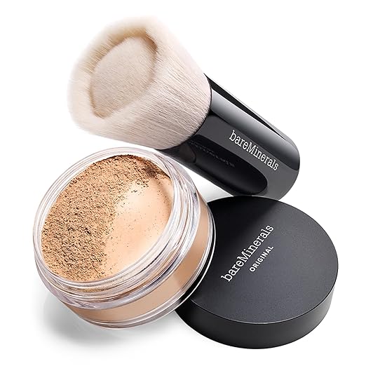 bareMinerals Beautiful Finish Foundation Brush Foundation Blending Brush Holds Loose Powder Foundation Build Coverage Synthetic Fibers Vegan