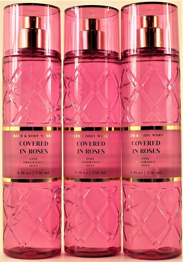 3-Pack Gift Set Fine Fragrance Mist COVERED IN ROSES 8oz Body Spray Mist Bottle (24 oz total)