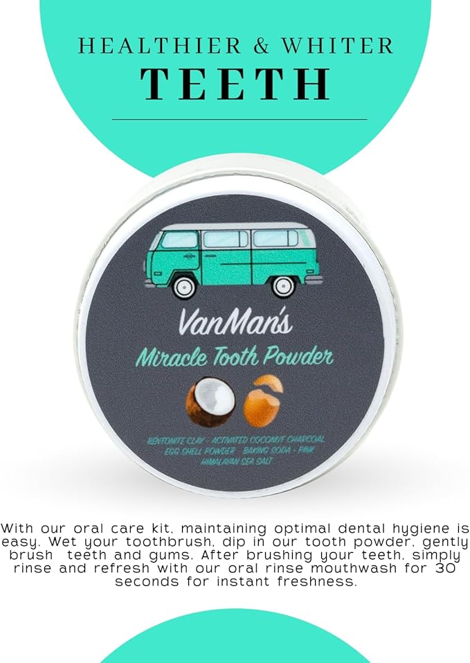 Vanman?™s - Miracle Tooth Cleaning Powder Toothpaste (3 Pack) - Fluoride-Free Whitening Tooth Powder with Coconut Charcoal Eggshell Powders - Remineralizing Toothpaste - 2.2 Ounce