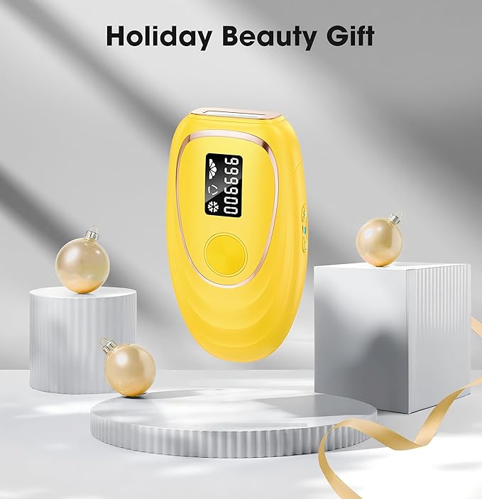 Laser Hair Removal Device at-Home IPL Hair Removal for Women &amp Men - Safe 45°F Ice-Cooling Contact for Painless &amp Long-Lasting Results 86% Hair Reduction in 3 Weeks for Full Body Lemon Yello
