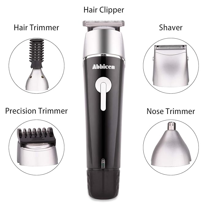 New 5 in 1 Multi-functional Beard Trimmer Men's Grooming Kit Dual Shaver Body Trimmer Precision Nose &amp Ear Trimmer Waterproof Recharqeable Cordless (Black)