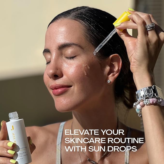 JESS BEAUTY | Face Sunscreen Sun Drops SPF 50 Skin Care Oil with Camellia Sinensis &amp Squalane | Skincare Fast Drying 1 fl. oz