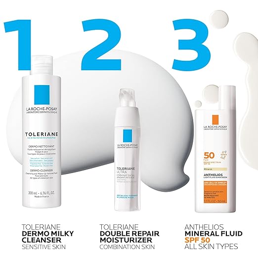 La Roche-Posay Toleriane Dermo Facial Cleanser for Face &amp Eyes Gentle Face Wash and Makeup Remover Milky Texture Fragrance Free Preservative Free