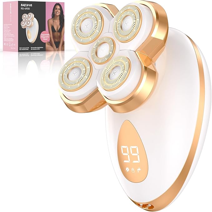 Electric Razors for Women - Upgraded Magnetic Electric Shaver for Women Cordless Painless Hair Remover for Legs Bikini Face Lady Trimmer for Sensitive Skin Gold
