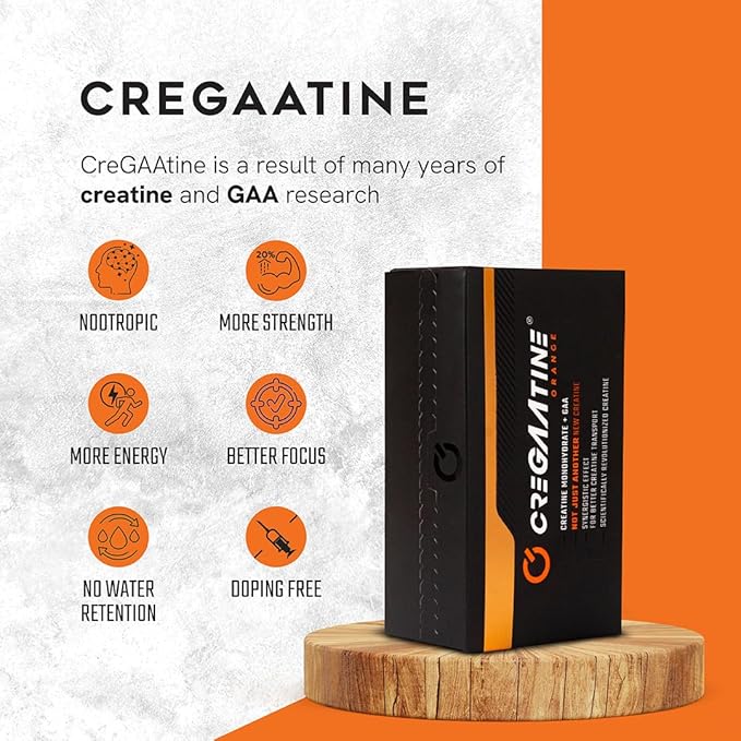 Micronized Creatine Monohydrate + GAA | Increase Strength No Water Retention | Boosts Memory &amp Focus | Single-Serve Packets | 60 Sachets 30 Servings | (Sachets Orange)