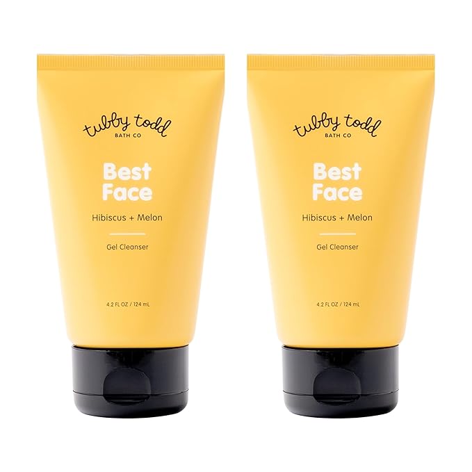TUBBY TODD Best Kids Face Wash 2pk ? Gel-to-Foam Facial Cleanser ? Clarifies &amp Brightens ? With Willow Bark &amp Hibiscus Enzyme ? Natural Ingredients ? Oil-Free Skincare For Kids ? 4 fl oz