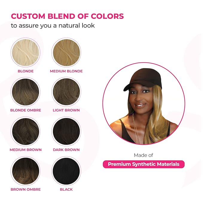 MILANO COLLECTION Wig &amp Hat Combo 18 Attachable Hair with Hat Chic Hat and Hair Extension Pack with Attachable Synthetic Hair Blonde