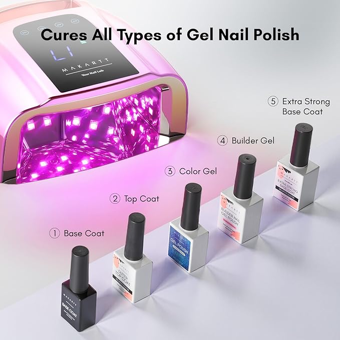 Makartt UV LED Nail Lamp with Handle for Gel Polish ? Fast Curing UV Light Nail Dryer with 42 Beads 4 Timers Cordless Rechargeable Lamp LCD Touchscreen &amp Smart Sensor(Gradient Purple)