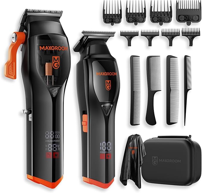 Professional Hair Clippers for Men 9000 RPM Magnetic Motor DLC Blades Cordless Hair Cutting Clippers and Trimmers Set Haircut Kit Perfect for Barber Fades Christmas Gifts for Men