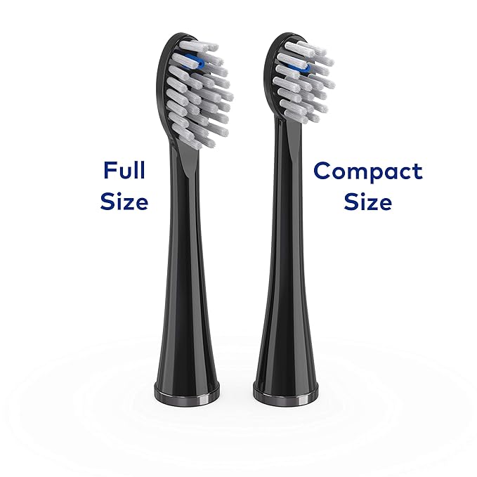 Waterpik Genuine Compact Replacement Brush Heads With Covers for Sonic-Fusion Flossing Toothbrush SFRB-2EB 2 Count Black