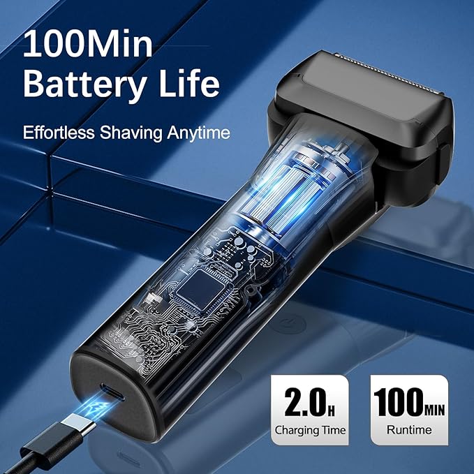 Electric Razor for Men 2-Speed 5-Blade Electric Shavers for Men Face Cordless Rechargeable Mens Foil Shaver Shaving Machine Wet Dry Men's Travel Razors for Man Close Shaving Face as Gift Black